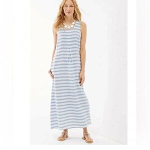 J. Jill Light Blue and White Striped Maxi Dress